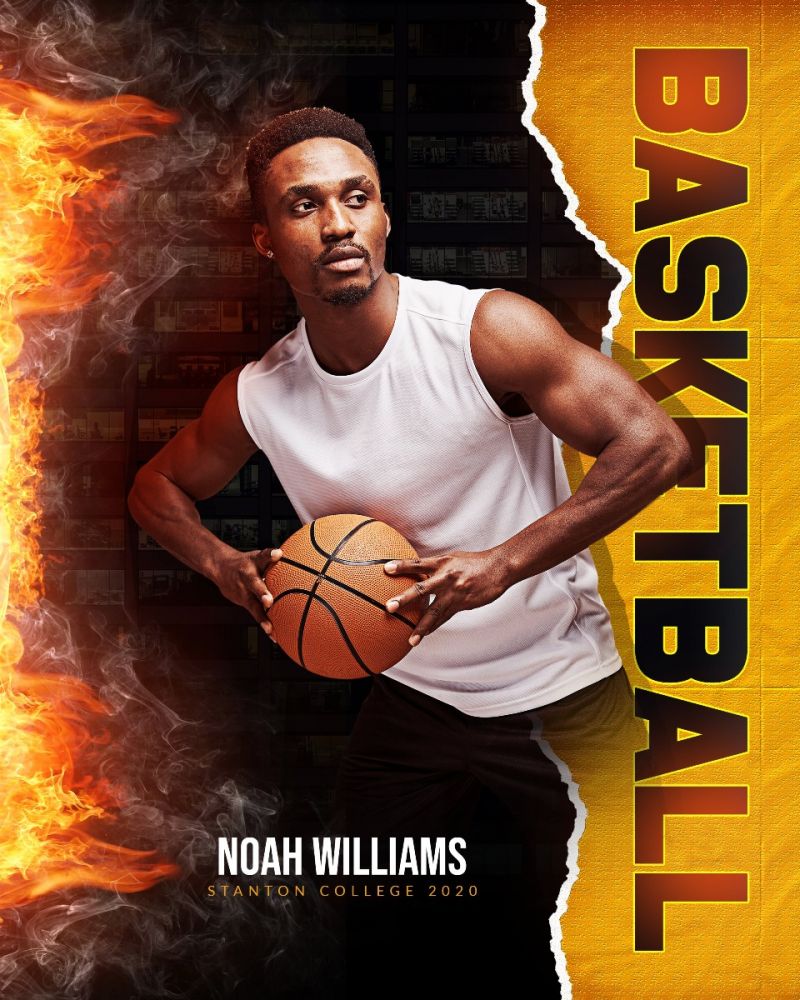 Basketball Fire Sports Photography Template