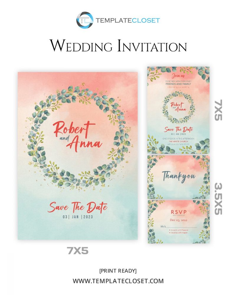 Digital Wedding Card Photoshop Template