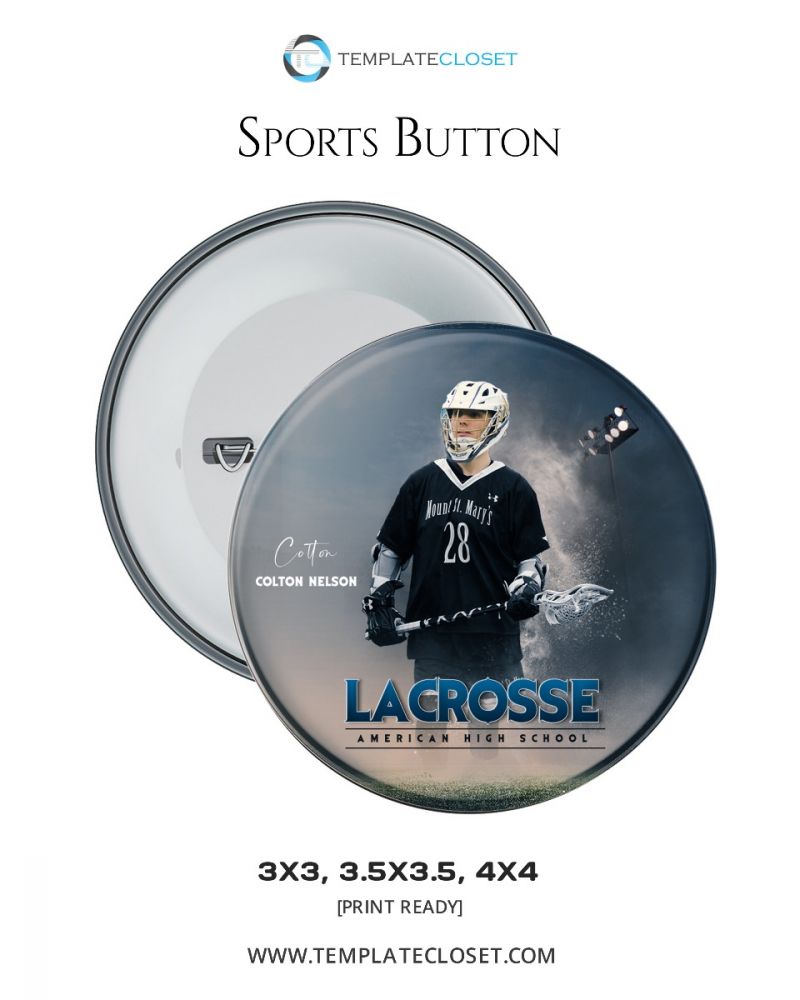Lacrosse Sports Button Template