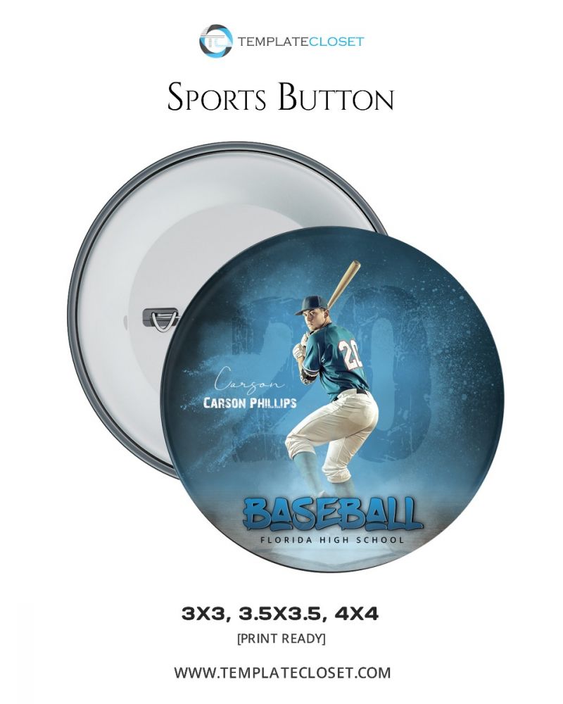 Baseball Sports Button Template