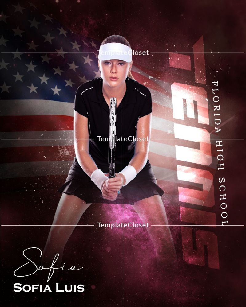 Sofia Luis - Tennis USA Flag Photoshop Template