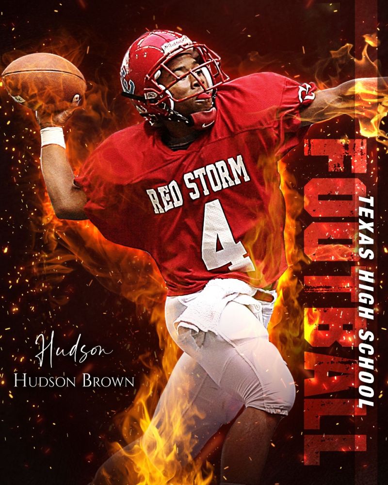 Hudson Brown - Customized Football Fire Effect Template