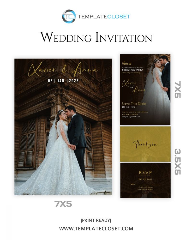 Customizable Wedding Card Photoshop Template