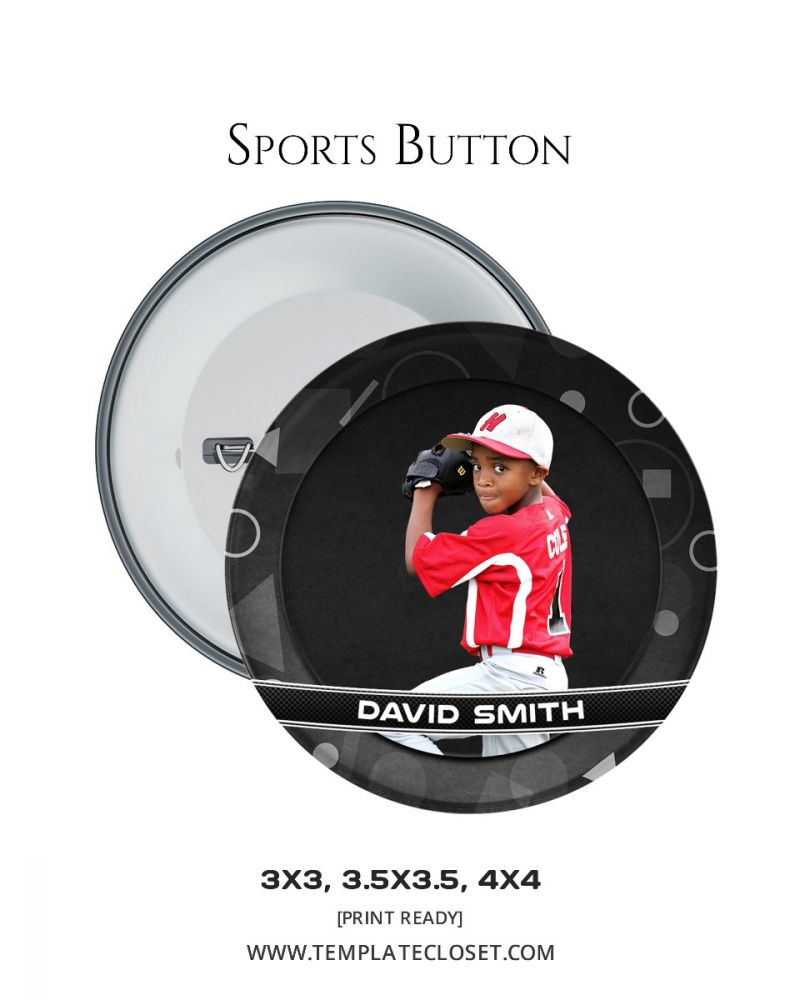 Softball Sports Photo Button Template