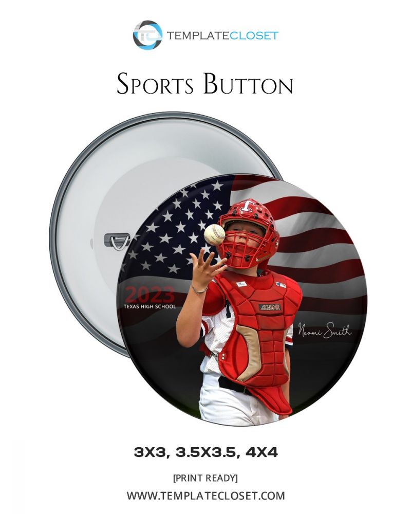 Fully Customized Baseball Button Template
