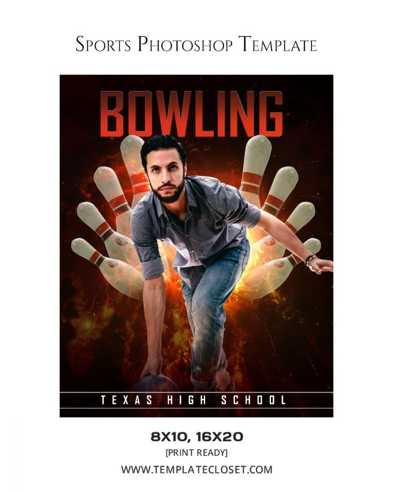 Bowling Enliven Effect Sports Photography Template
