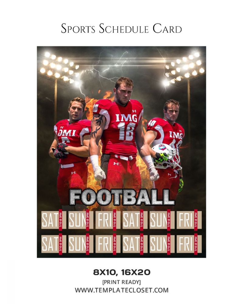Football Team Sports Schedule Card