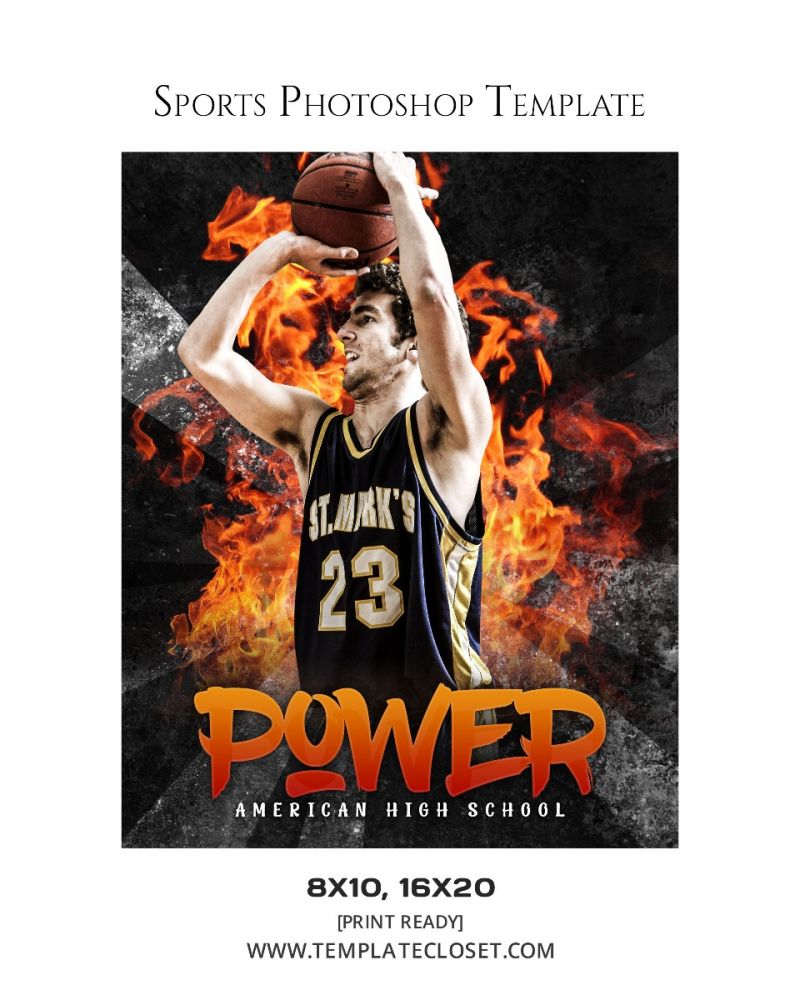 Basketball Fire Effect Print Ready Template