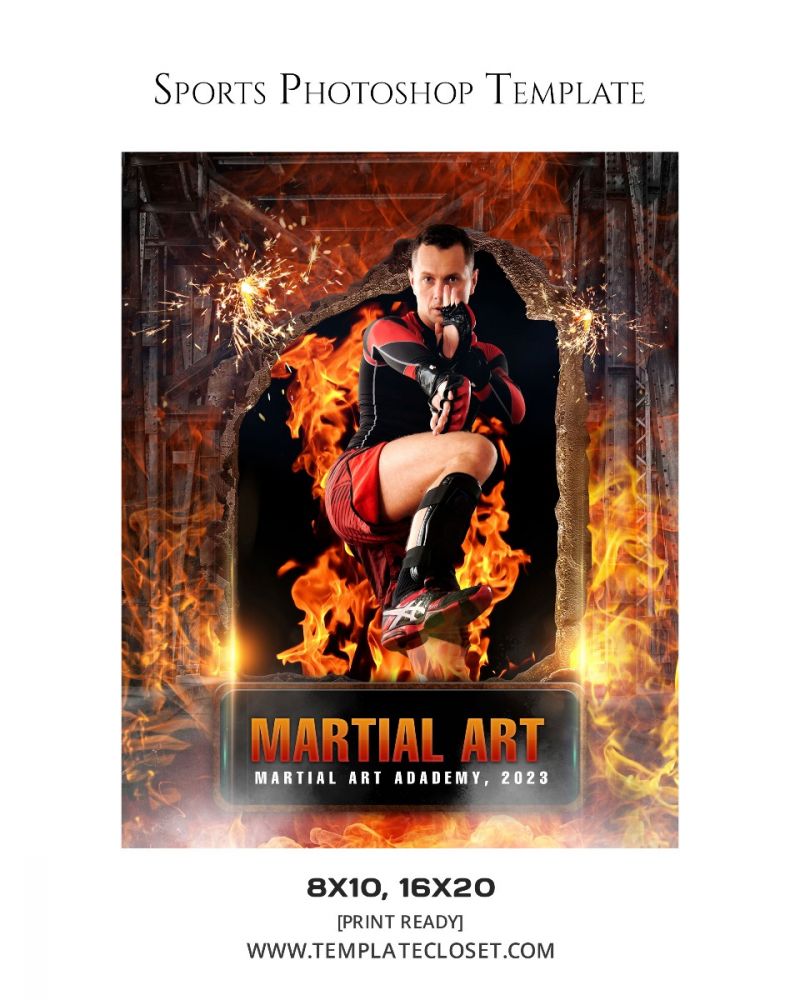 Martial Art Fire Effect Photography Template