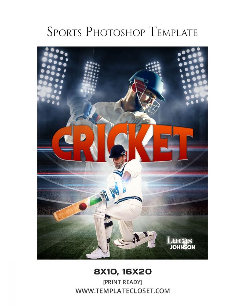 Cricket In Stadium With Light Effect Sports Template