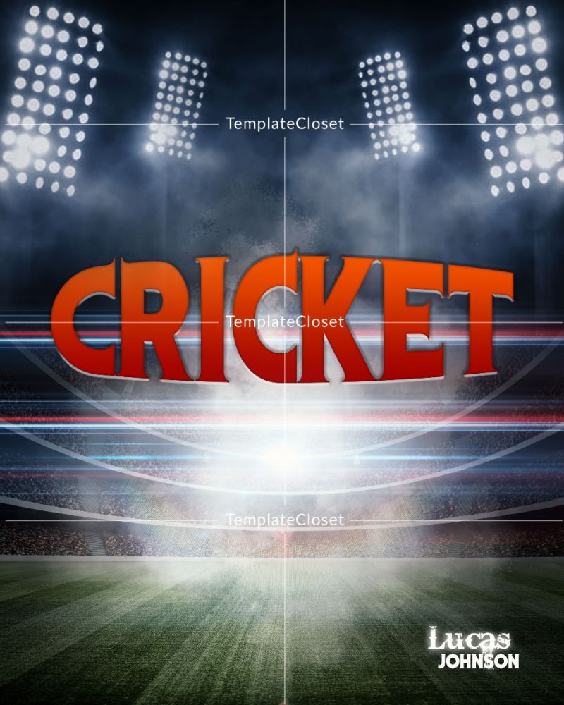 Cricket In Stadium With Light Effect Sports Template
