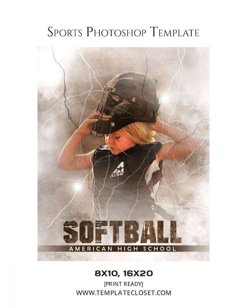 Softball American High School Photoshop Template