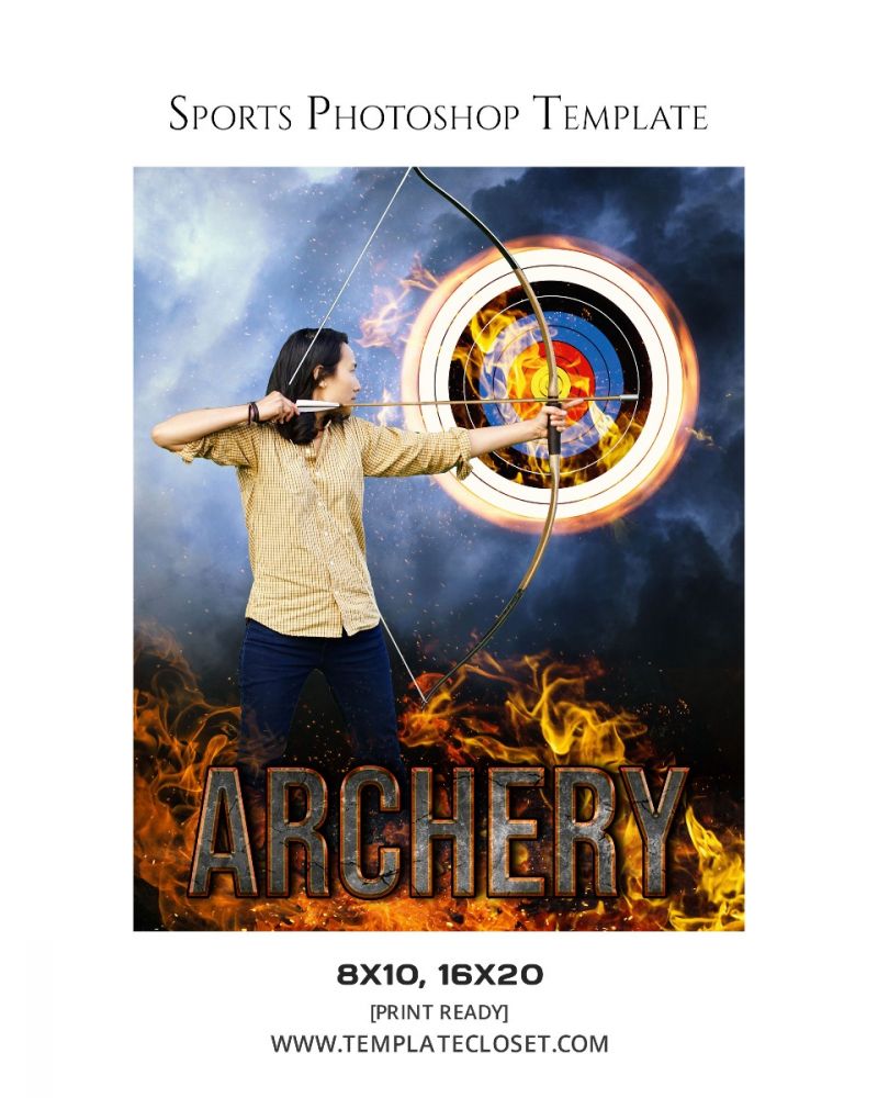 Archery Fire Effect Sports Photoshop Template