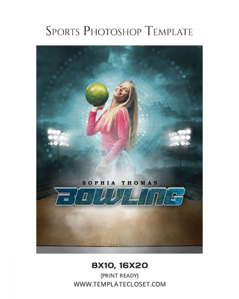 Bowling Print Ready Photography Template For Senior