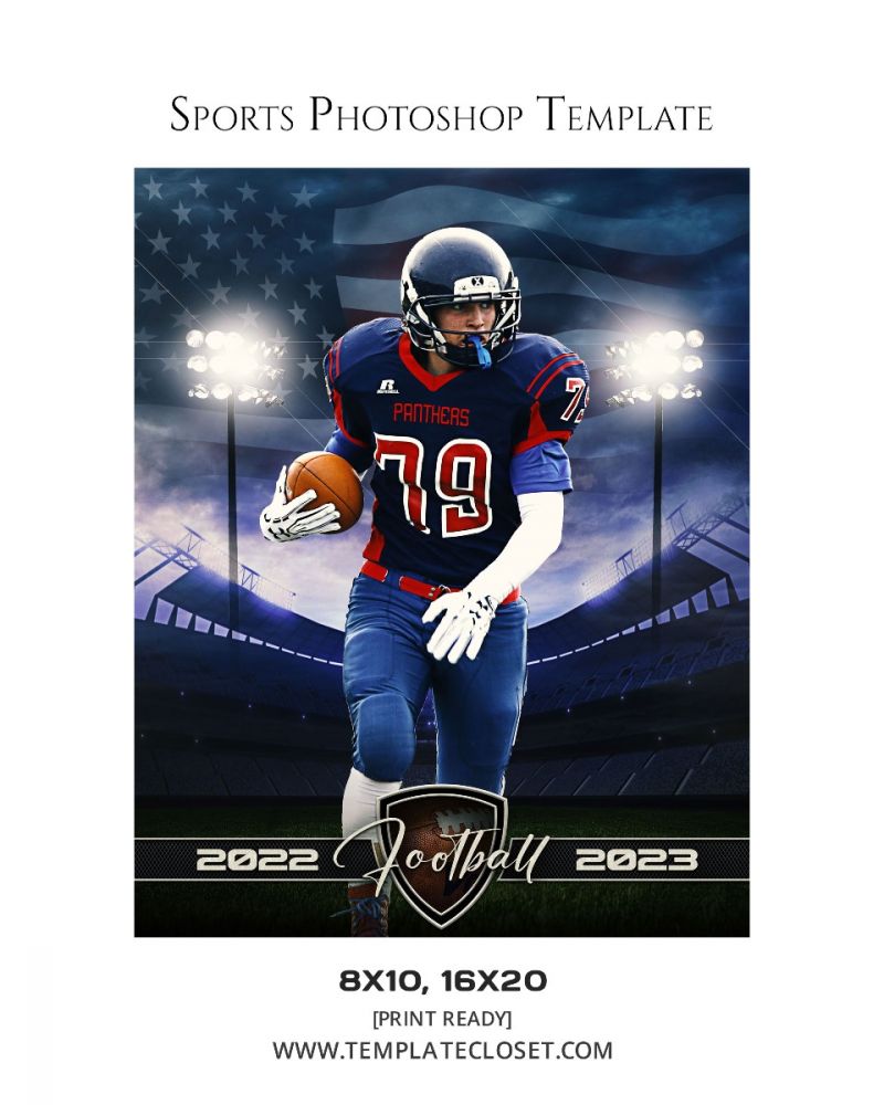 Football With USA Flag Effect Print Ready Template