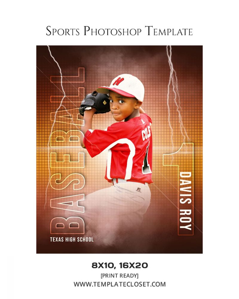 Baseball Color Effect Photography Template