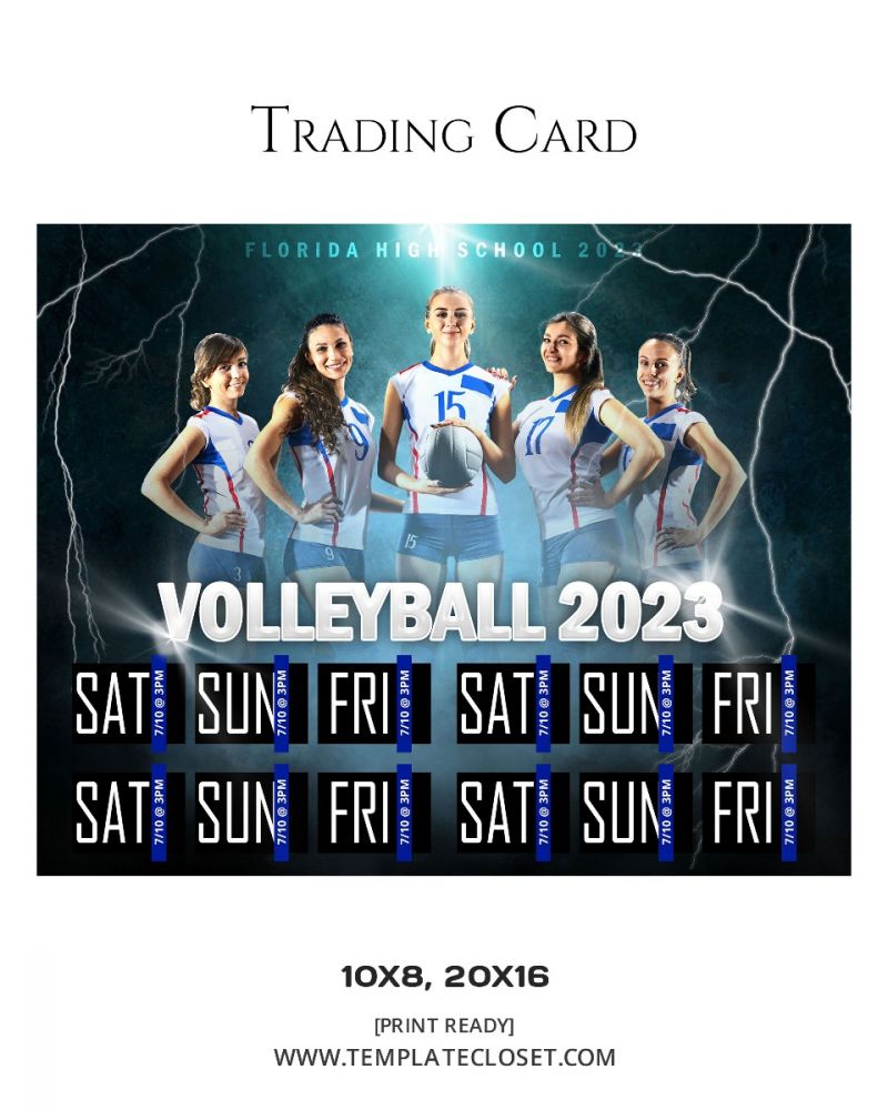 Volleyball Trading Schedule Card