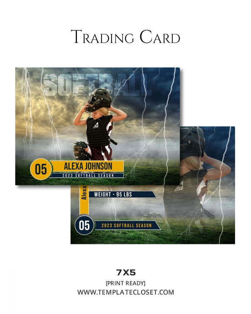 Softball Print Ready Trading Card