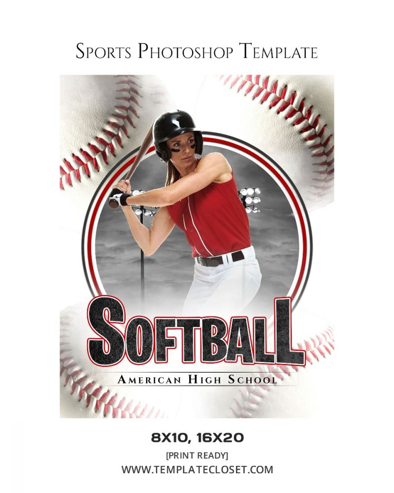 Customized Softball Sports Photoshop Template