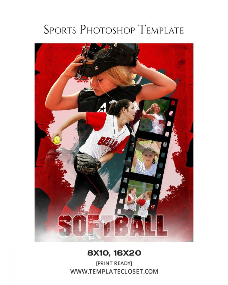Softball Memory Mate Print Ready Sport Photoshop Template