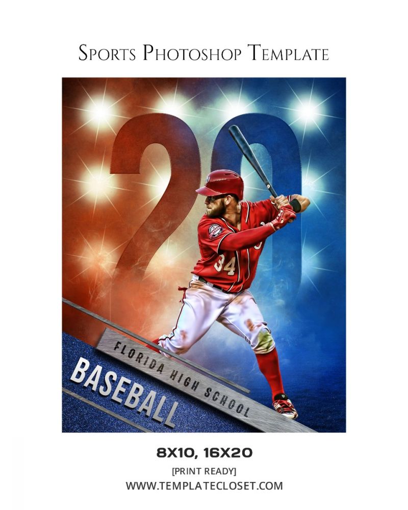 Baseball Light Effect Print Ready Digital Poster