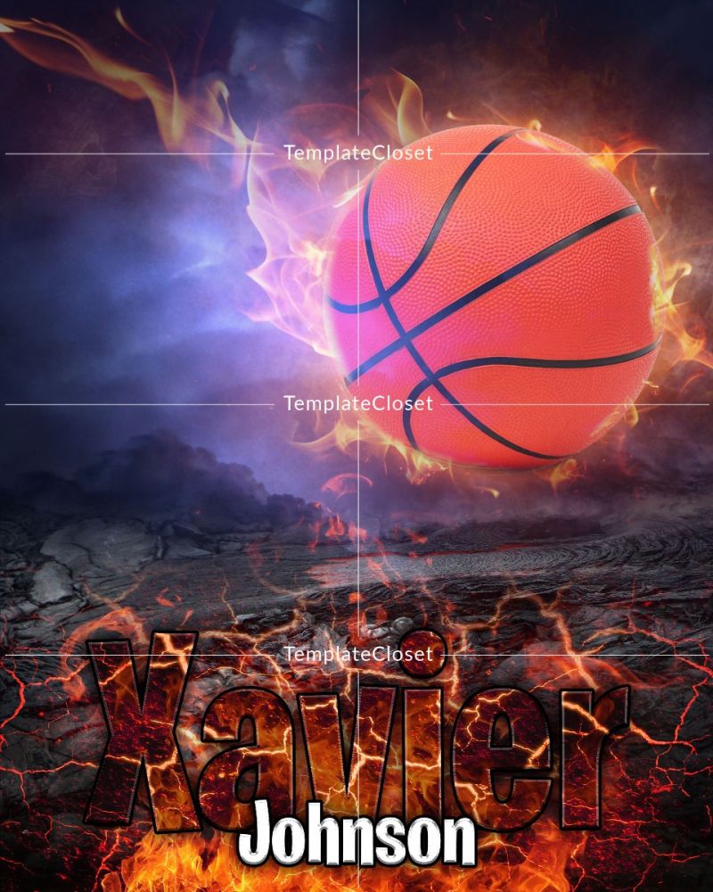 Xavier - Basketball Fire Effect Print Ready Template