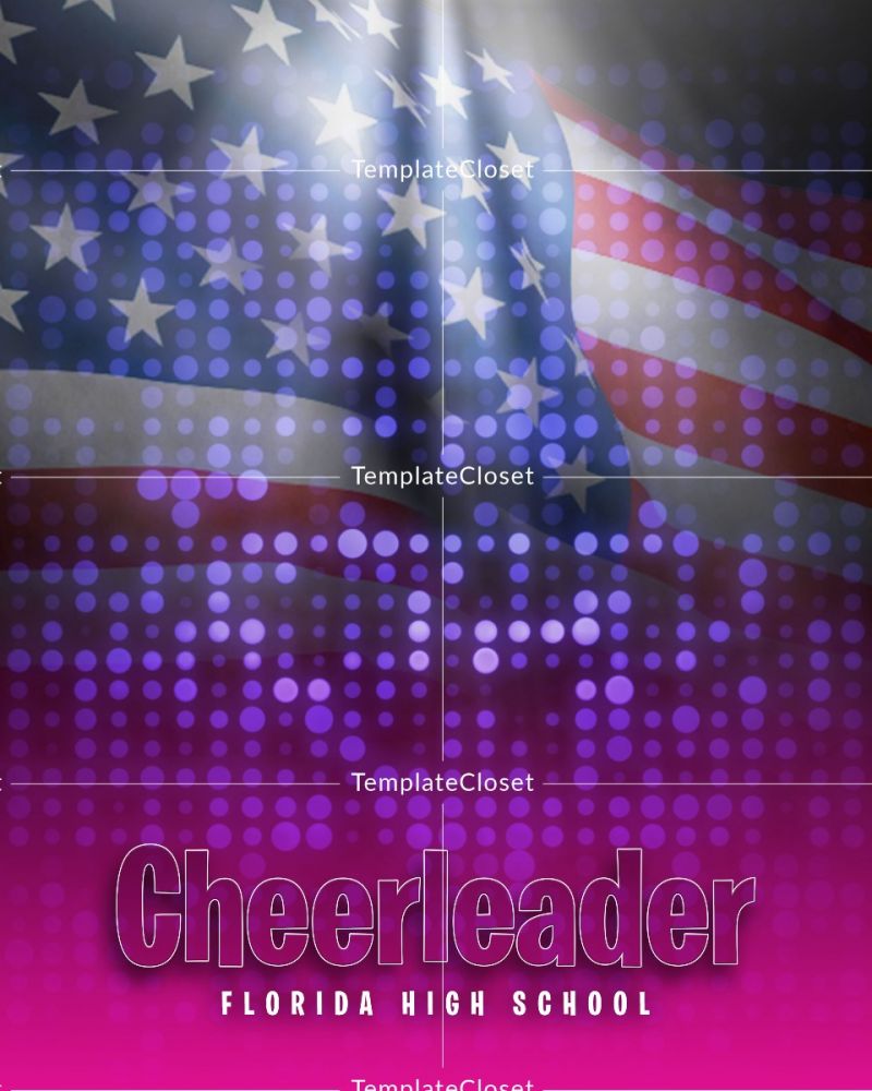 Cheerleader With USA Flag Background Photoshop Template