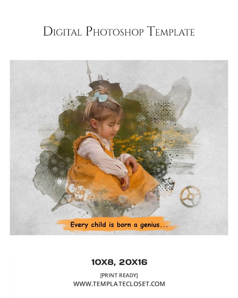 Kid in a Pumpkin Photography Template