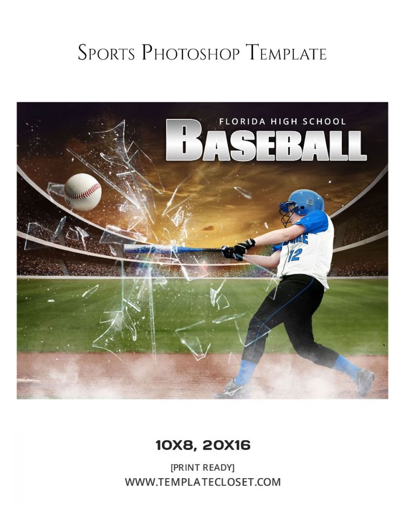 Baseball Light Effect Print Ready Sports Template