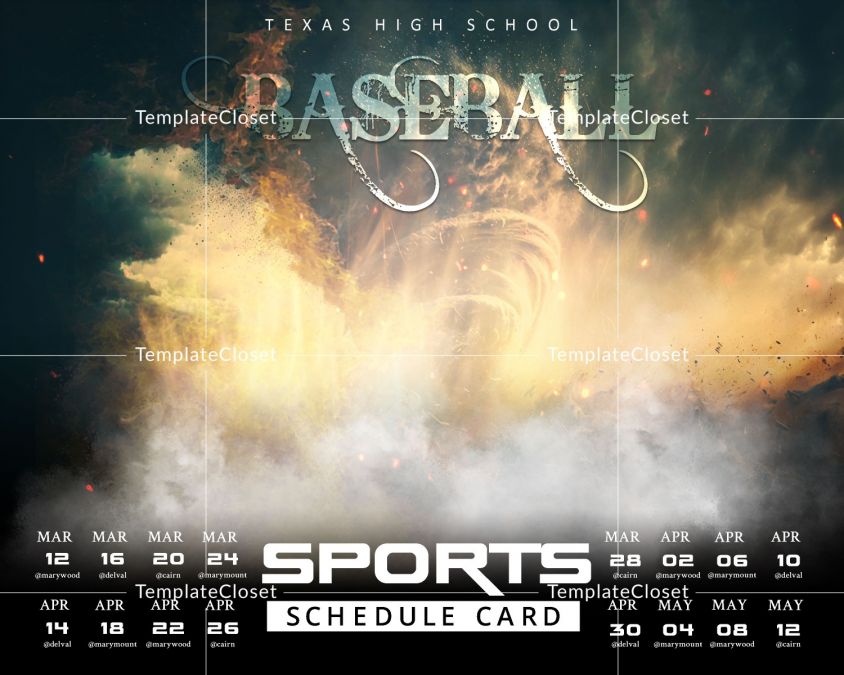 Baseball Print Ready Sport Schedule Card