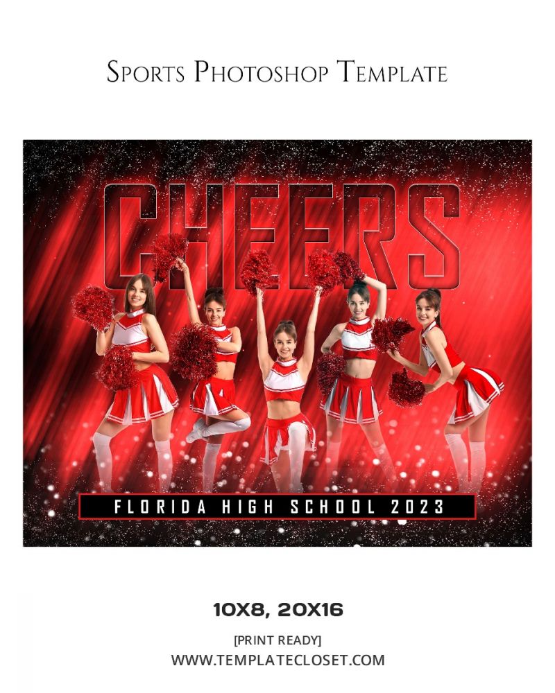 Cheerleader Red Effect Photoshop Template