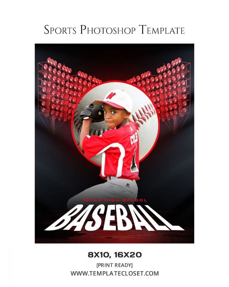 Baseball 3D Effect Customized Photoshop Template