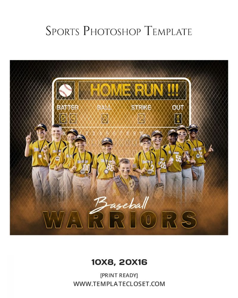 Baseball Warriors Print Ready Sport Template