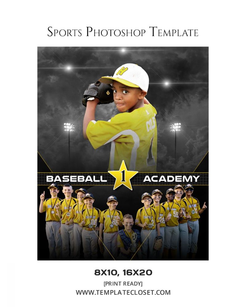 Baseball Academy Print Ready Photoshop Template