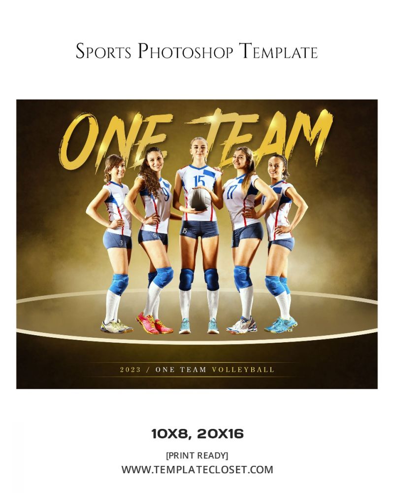 Volleyball One Team Sports Print Ready Template