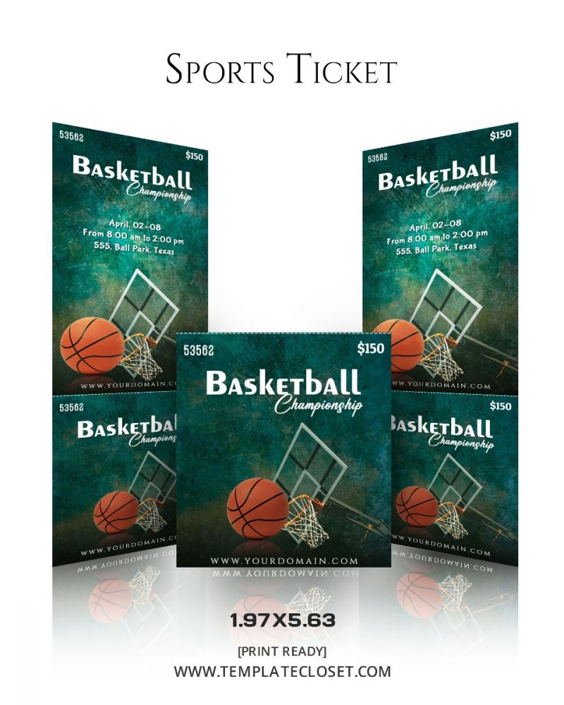 Basketball Print Ready Sports Ticket