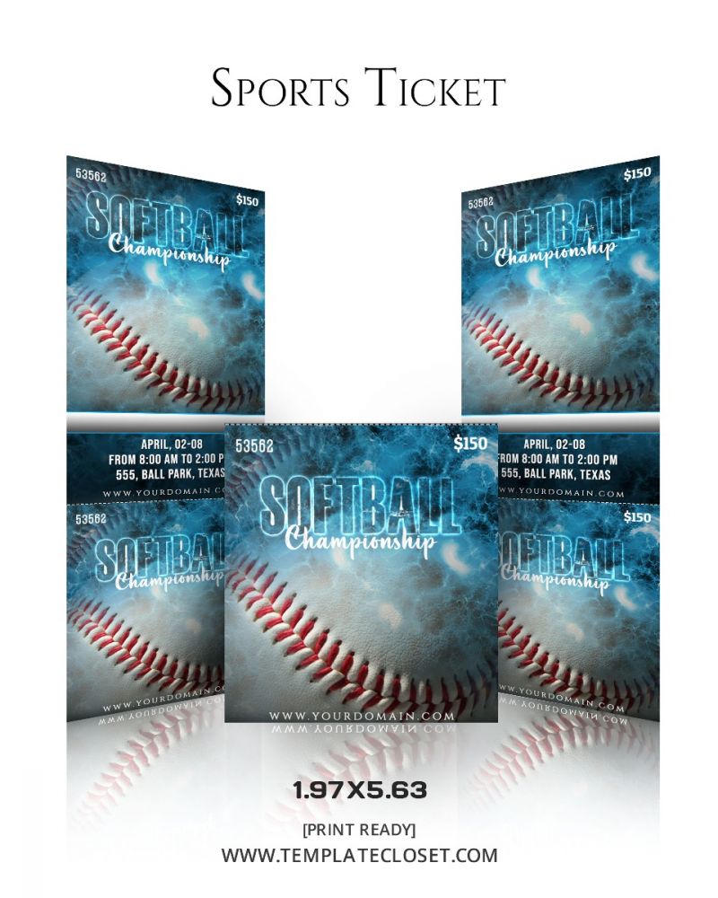 Softball Compition Print Ready Sports Ticket
