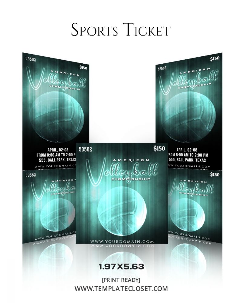 Volleyball Print Ready Sports Ticket_