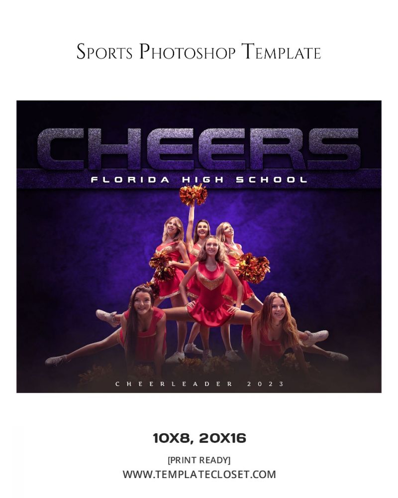 Cheerleader Team Vibrant Effect Photoshop Template