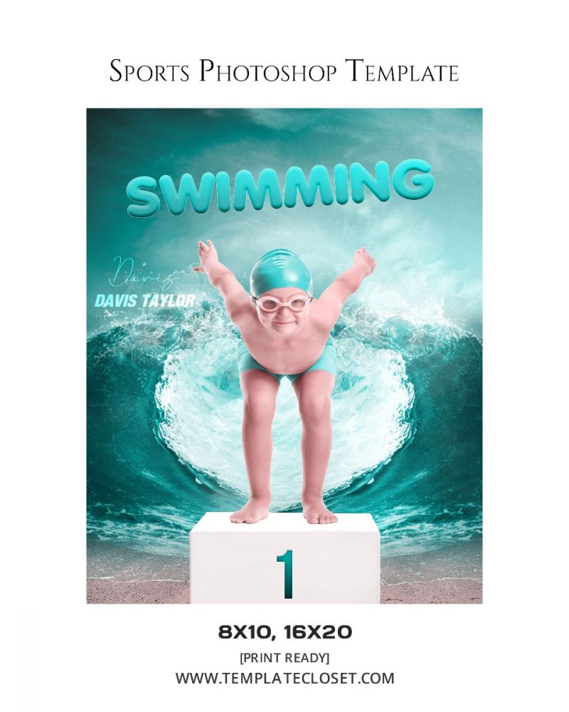 Swimming Winner Customized Photoshop Template