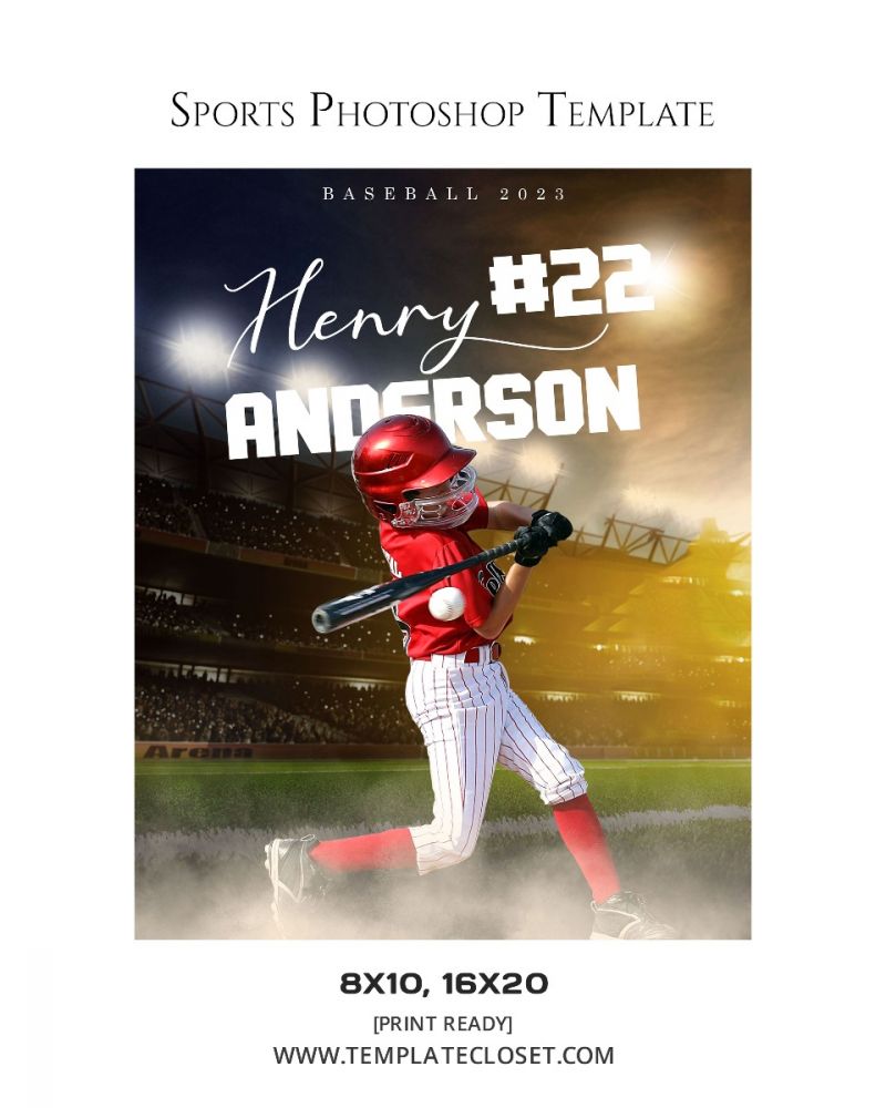 2023 Baseball Enliven Effect customized Photoshop Template