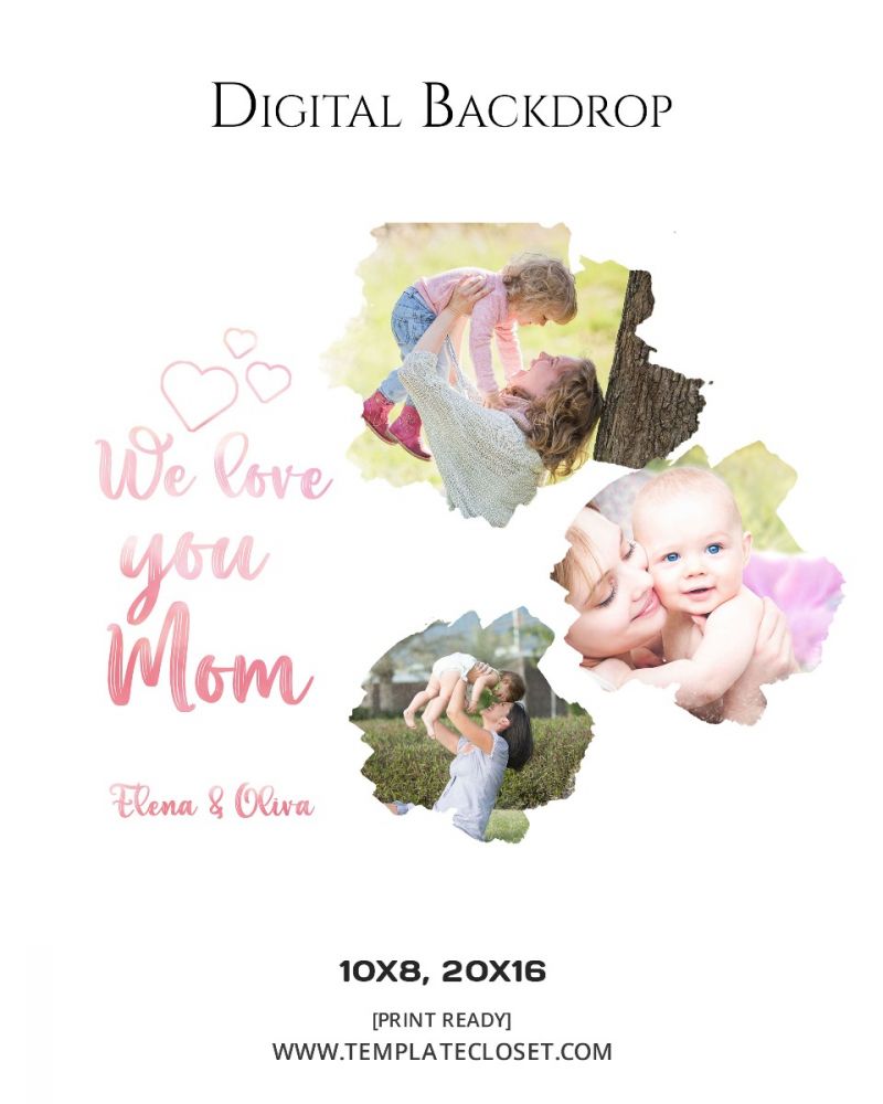 We Love You Mom Digital Photoshop Backdrop