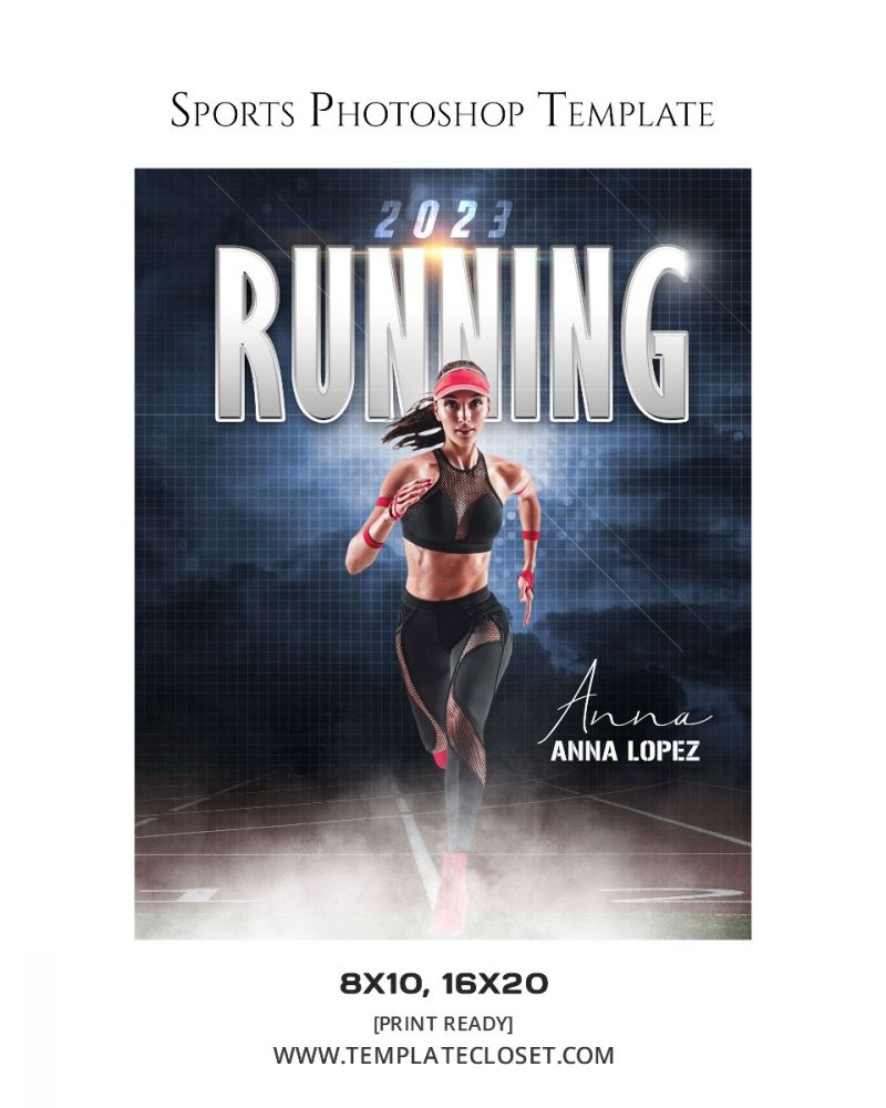 Running Signature Effect Print Ready Sports Template