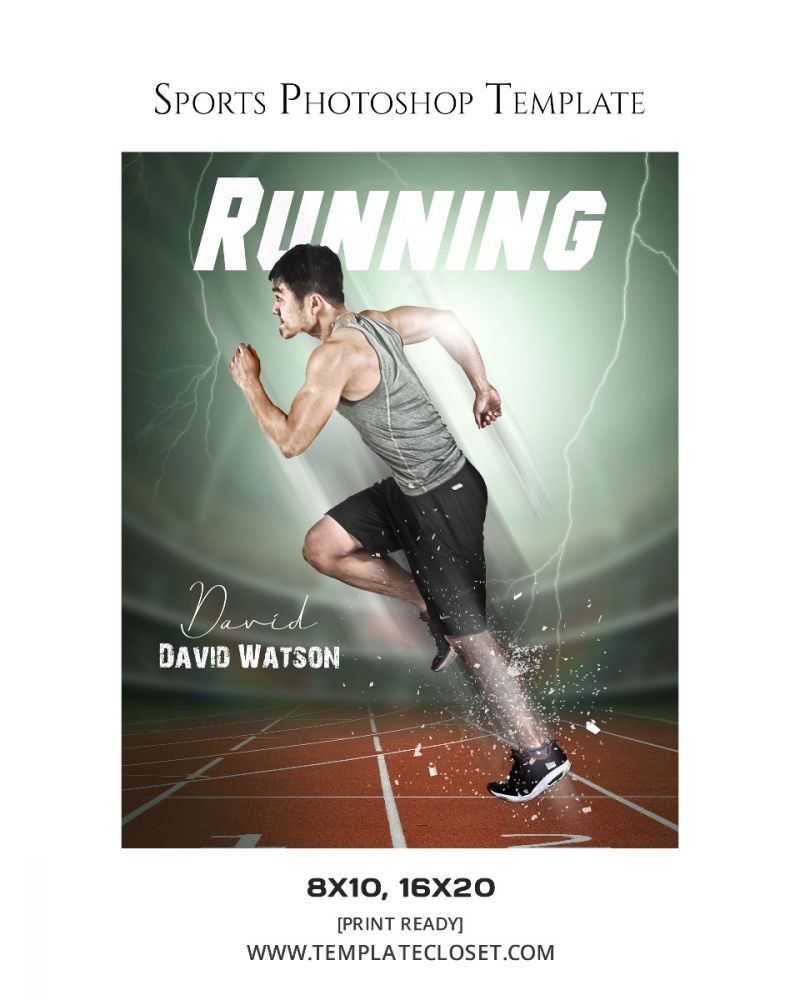 Running Signature Effect Print Ready Sports Template