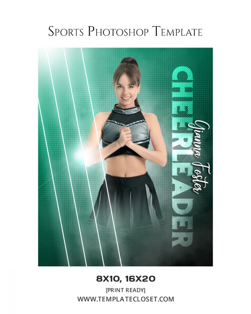 Customized Cheerleader Green Effect Sports Photoshop Poster