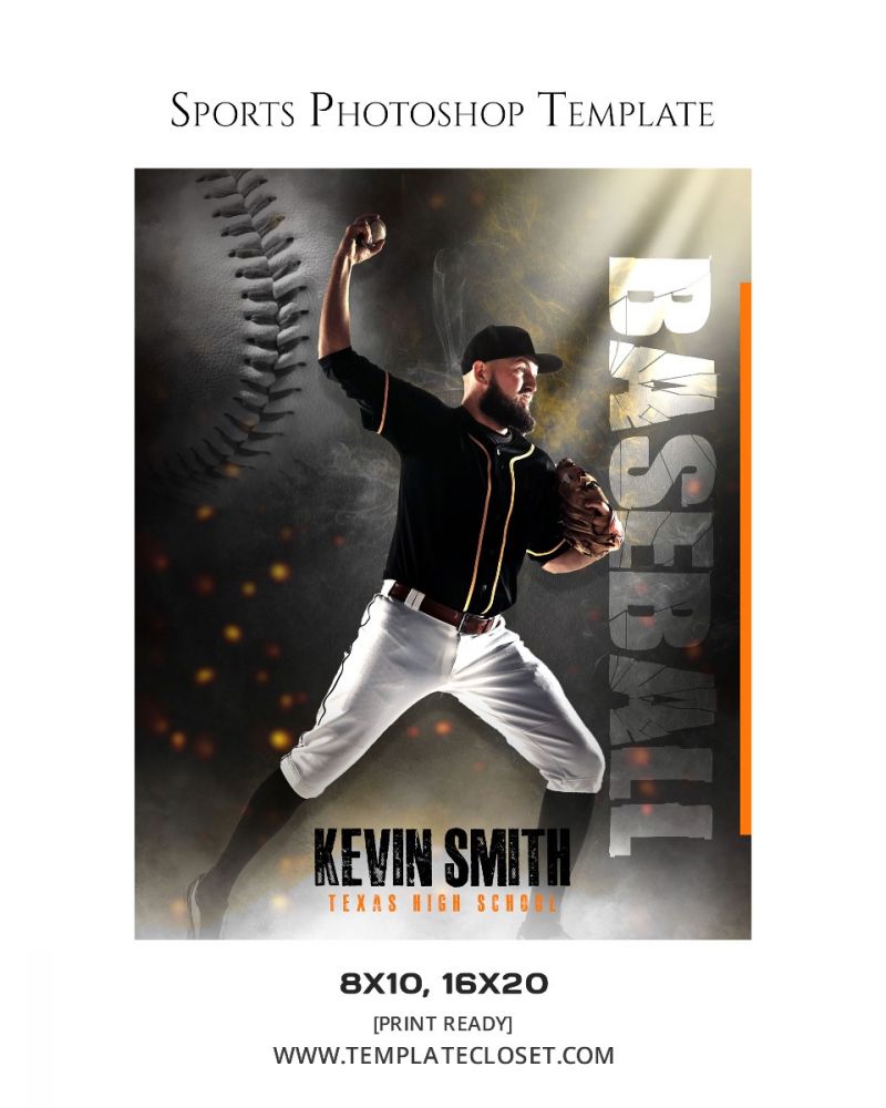 Kevin Smith - Baseball Print Ready Photoshop Photography Template