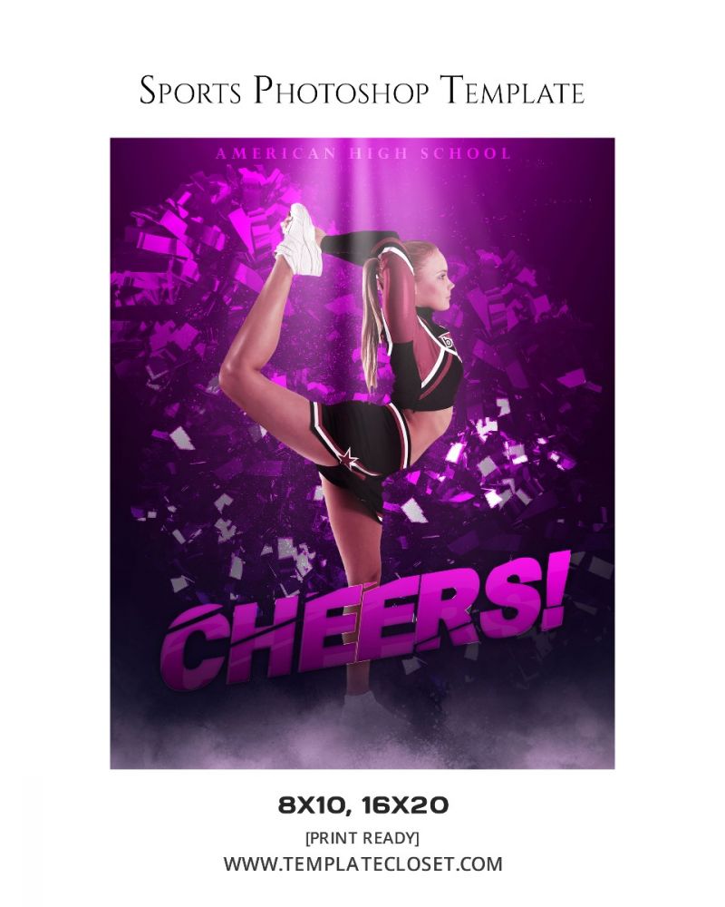 Cheerleader Glass Effect Print Ready Sports Template