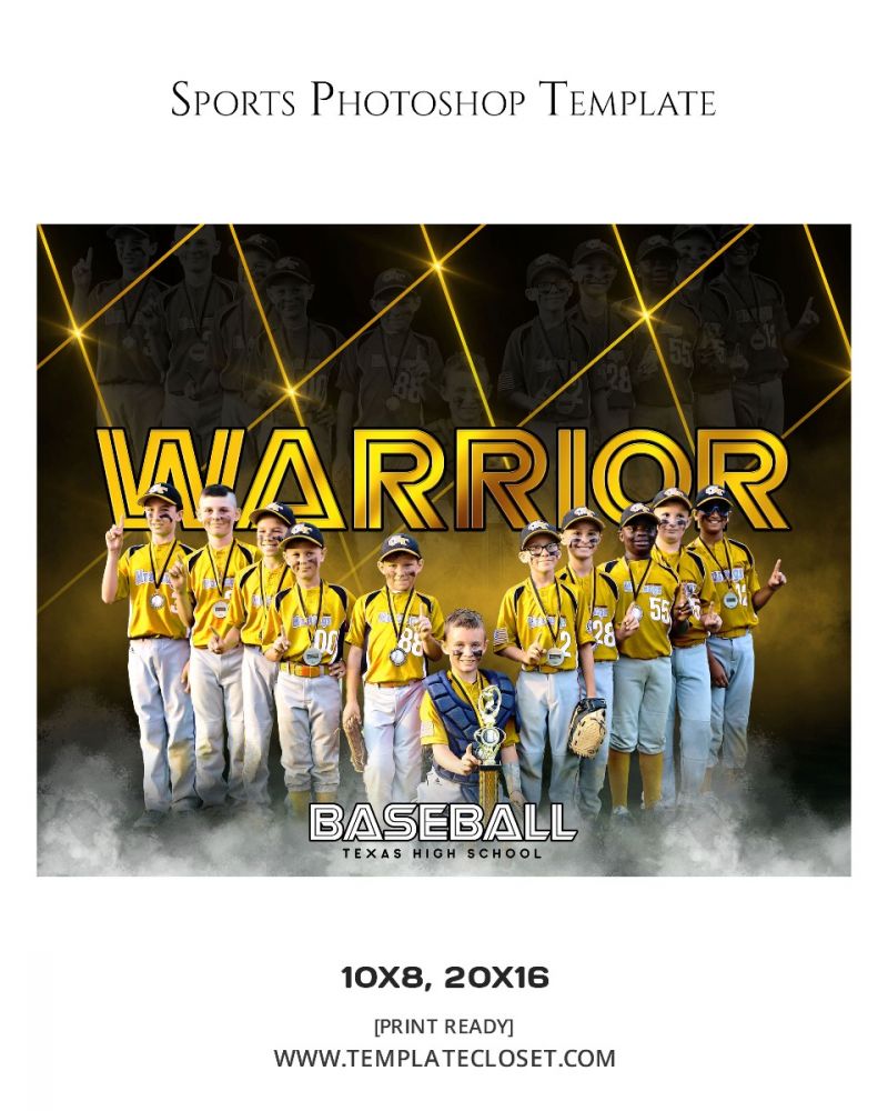 Baseball Warrior Team Photoshop Template