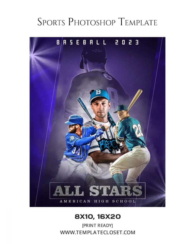 All Stars Of Baseball Sports Enliven Effect Template
