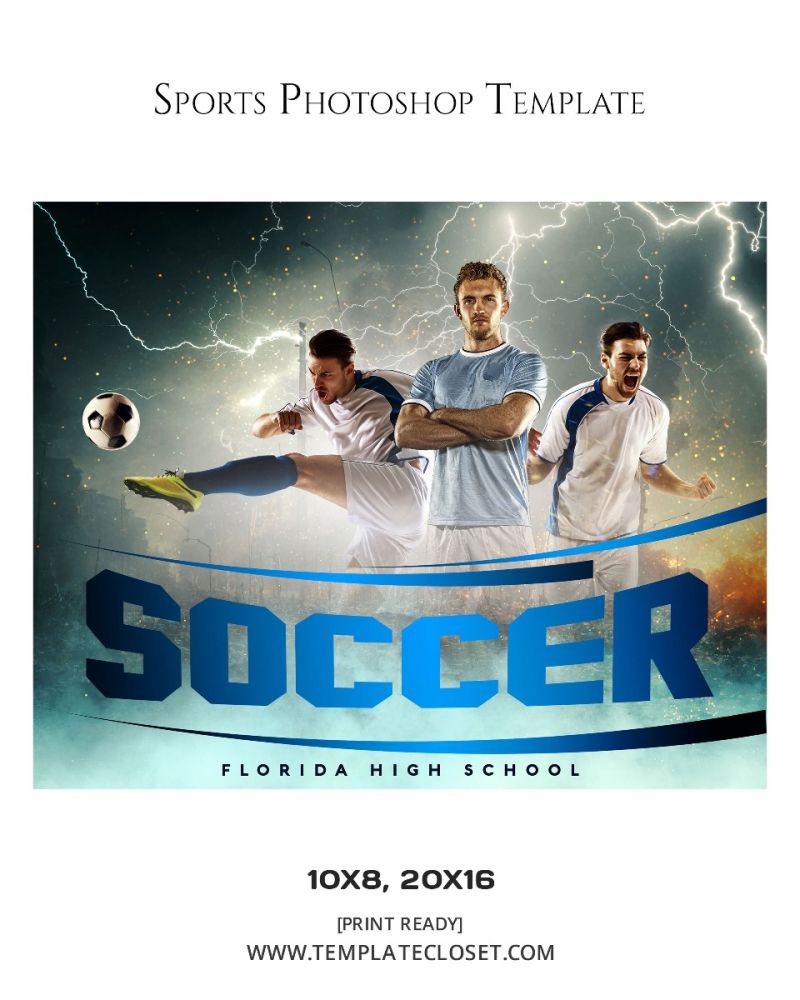 Soccer Moves Sports Photoshop Layered Template